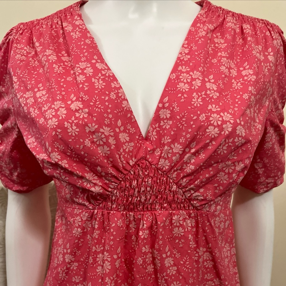 LIBERTY FABRIC x Topshop Pink Floral Cotton Day Cottagecore Country Play Dress 6 - Picture 4 of 10